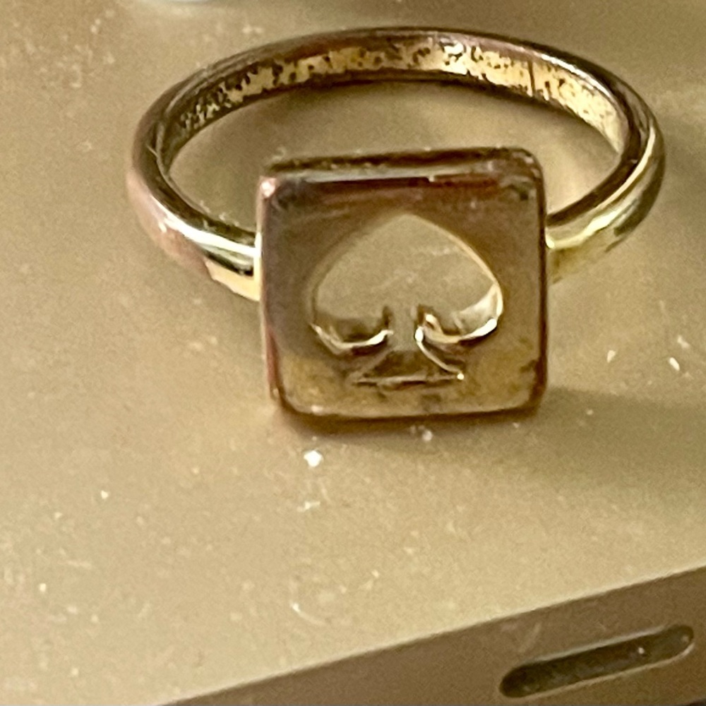 kate spade gold square spade ring 7.5/8